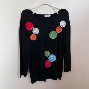 Red coral embellished long sleeve top - ladies m